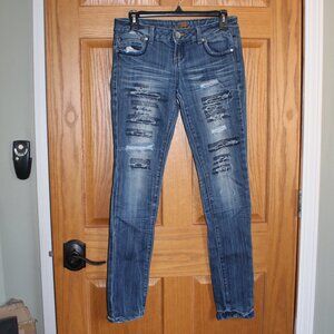 Almost Famous Size 3 Juniors Distressed Blue Jean Pants